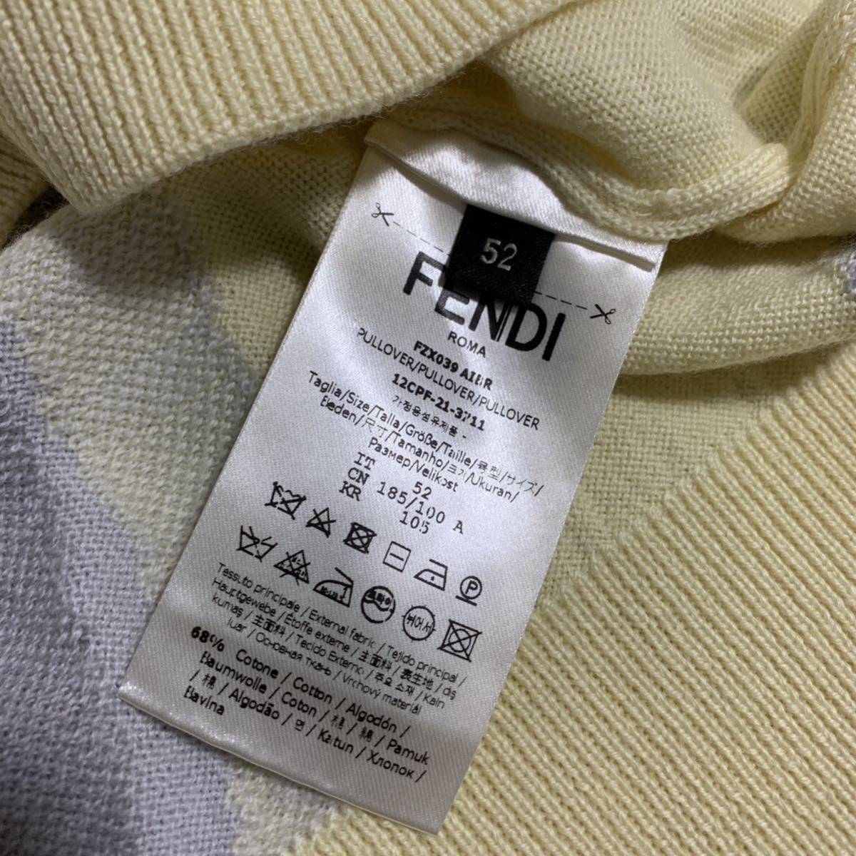 未使用級 フェンディ【近年モデル】FENDI 21年製 ニット セーター トップス ズッカ 柄 ロゴ メンズ マルチカラー サイズ52（XXL位）_画像6