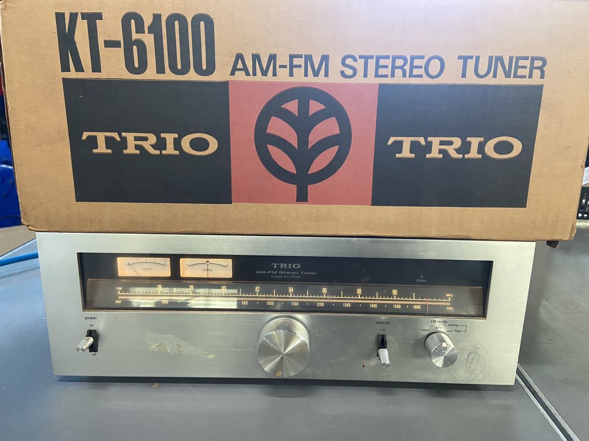 希少　元箱あり　通電のみ　トリオ　TRIO トリオ KT-6100 AM-FM ステレオチューナー_画像1