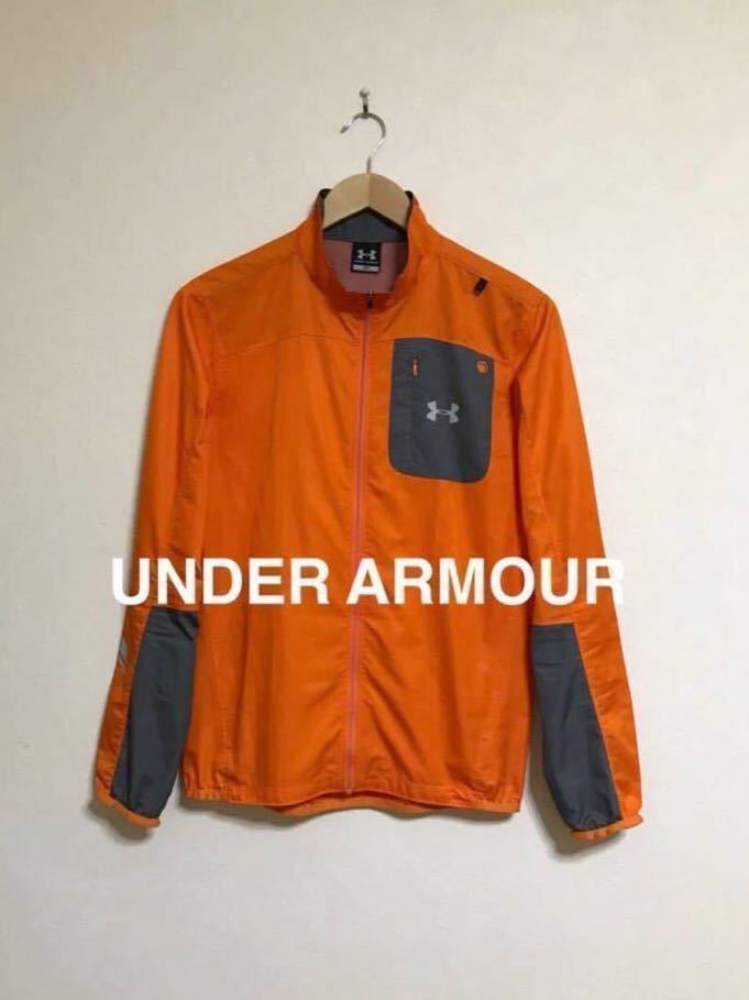UNDER ARMOUR アンダーアーマー ライトウエイト ランニング ジャケット ウインド オールシーズンギア サイズSM 長袖 オレンジ MRN5945_画像1