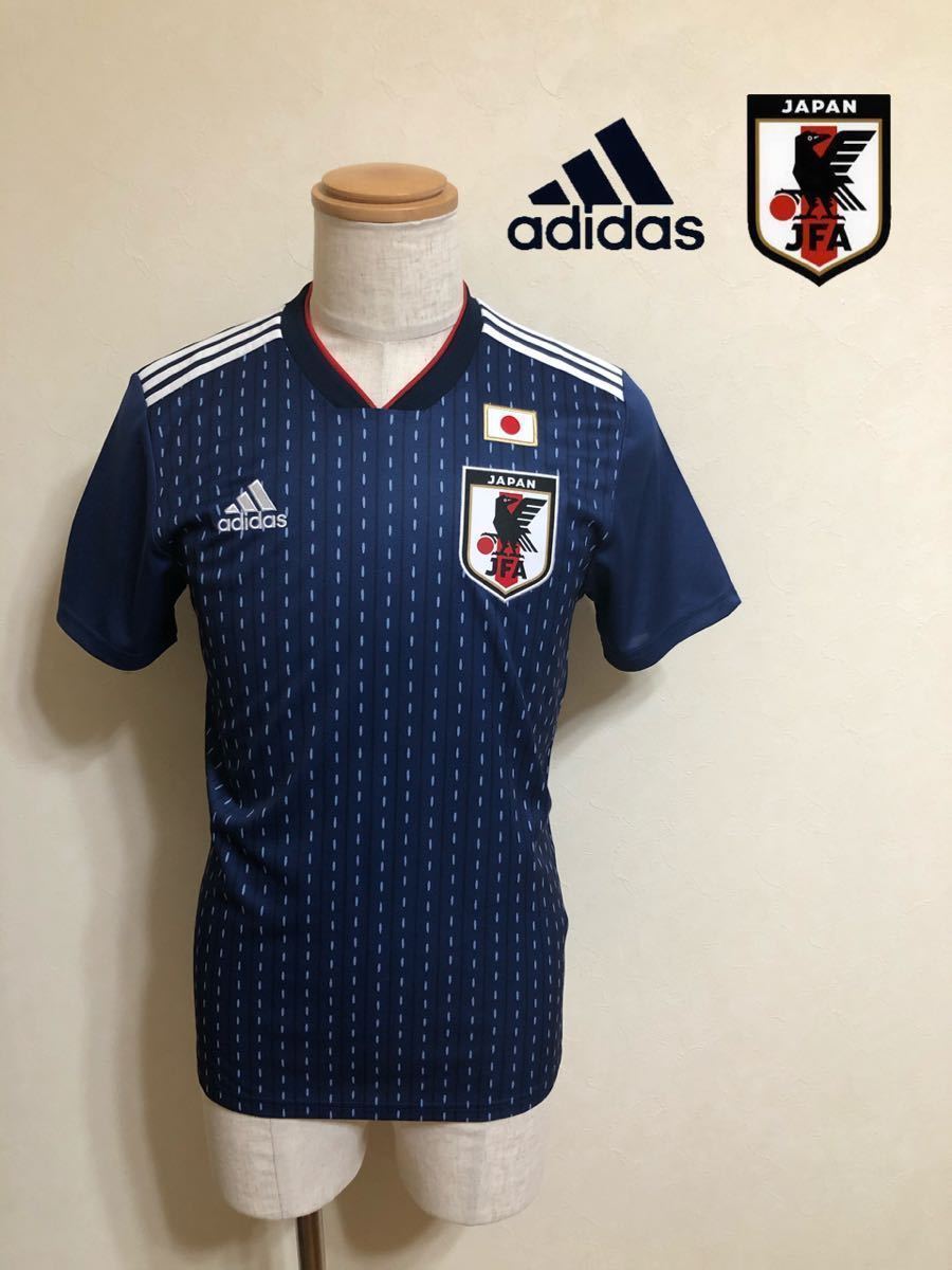 【美品】 adidas JFA JAPAN サッカー 日本代表 ユニフォーム トップス 2018-2019 ホーム サイズM 半袖 侍ブルー CV5638_画像1