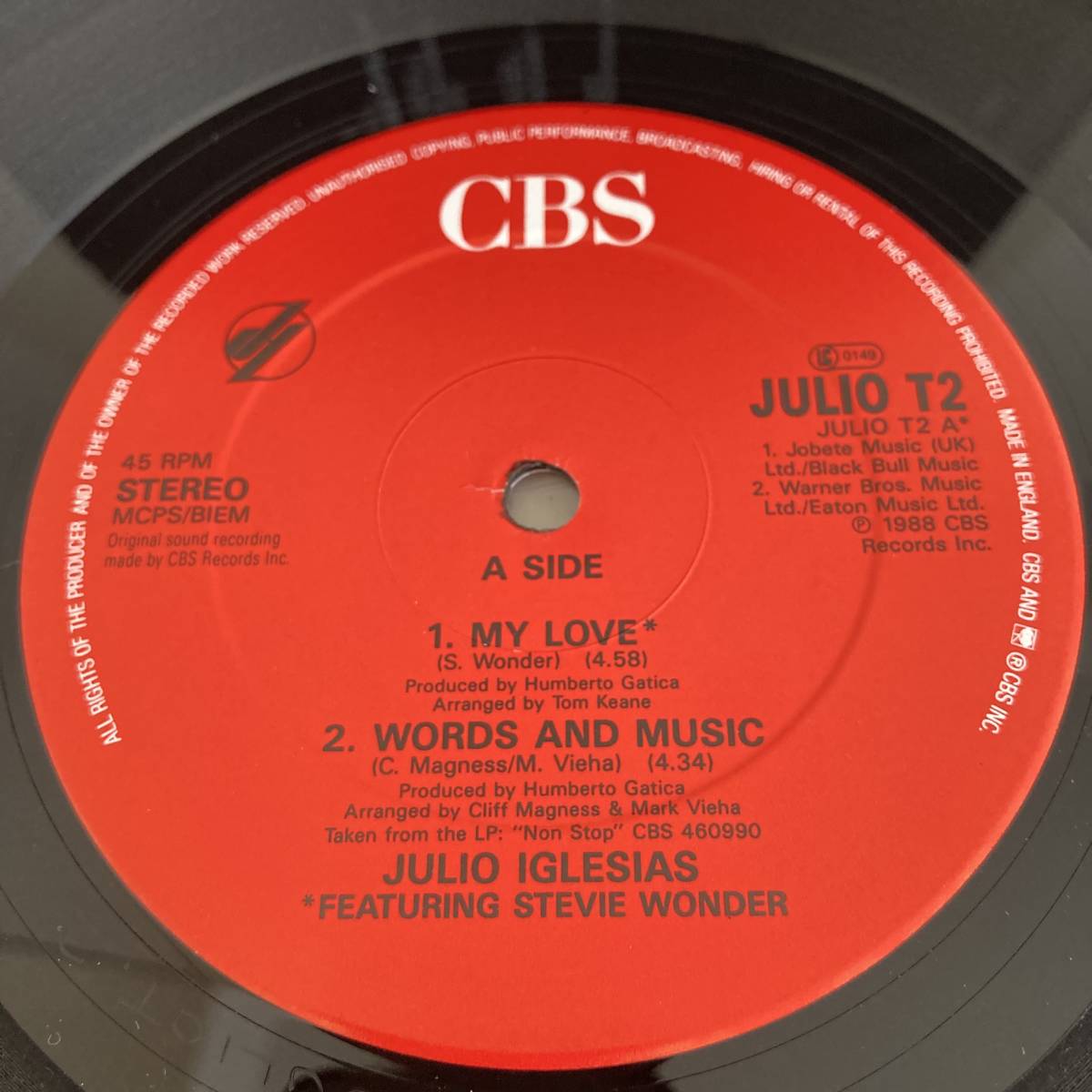 Julio Iglesias Featuring Stevie Wonder - My Love 12 INCH_画像3