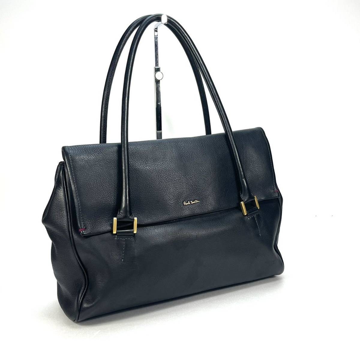 [ beautiful goods ] Paul Smith *Paul Smith leather lady's tote bag black business bag Gold metal fittings shoulder bag 