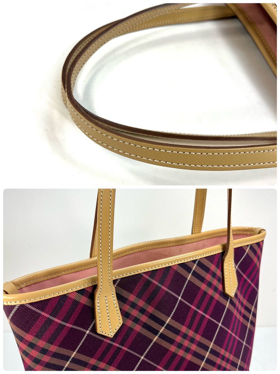 バーバリー ブルーレーベル ★BURBERRY チェック柄 トートバッグ キャンバス×レザー マルチカラー ノバチェック 肩がけ 三陽商会 正規品の画像7