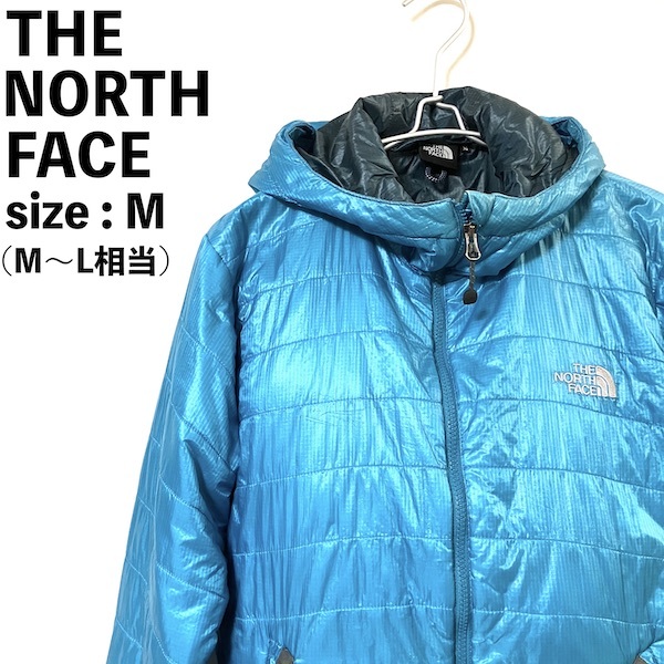 THE NORTH FACE ザ ノースフェイス 刺繍ロゴ ダウンジャンパー M ナイロンジャケット ブルゾン ブルー RED POINT LIGHT HOODIE NY17802