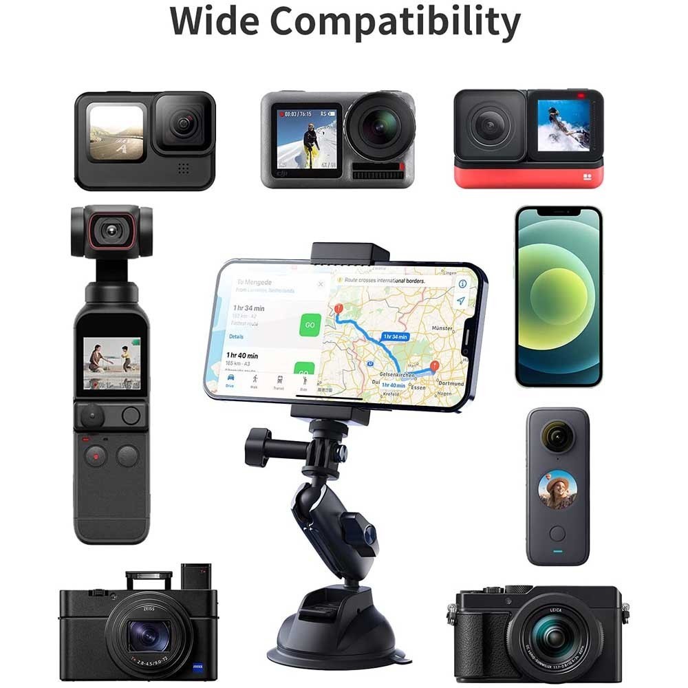 GoPro Insta360 スマホなど装着可能 車載カメラ用 吸盤マウント カメラカーマウント フロントガラスホルダー 車載マウント 360度回転_画像5