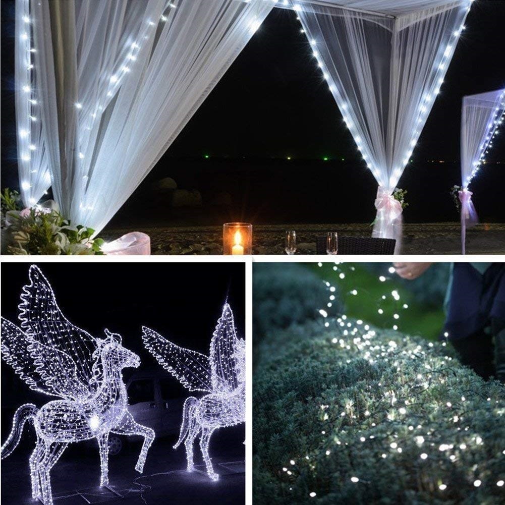 送料無料 LEDソーラーイルミネーションライト ソーラーライト 屋外 クリスマス 装飾 ガーデンライト 200LED 全長20M 昼白色の画像2