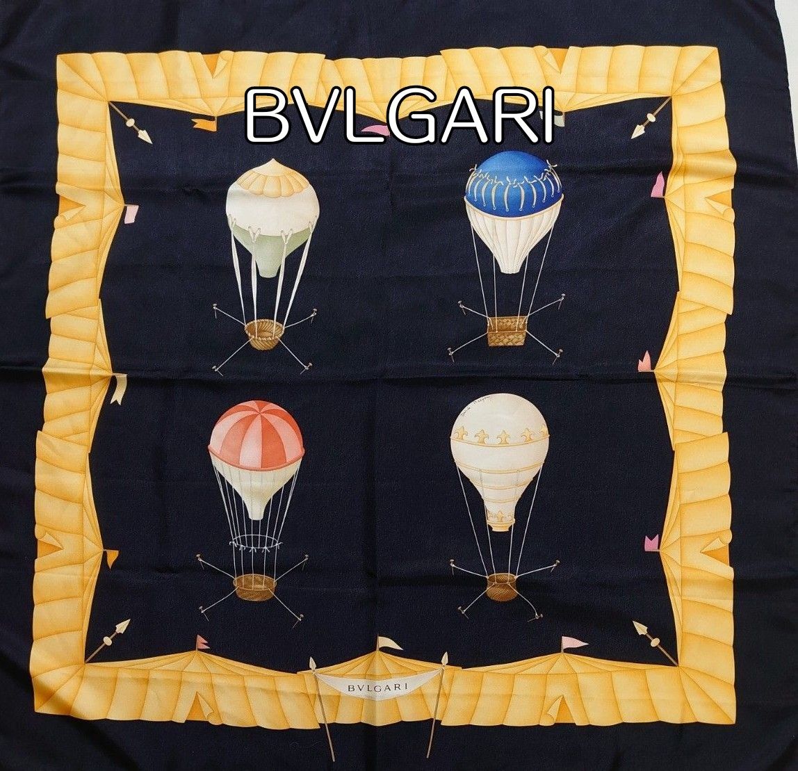 ■超美品■BVLGARIブルガリ■人気に気球柄シルク大判スカーフ■
