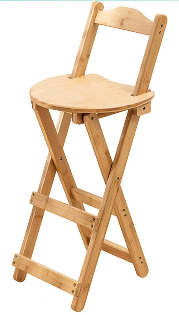 A-65@カウンターチェア 竹製 折りたたみ イス チェア 食事椅子 背もたれ付き 折り畳み式 (Lサイズ, ナチュラル) 完成品の画像1