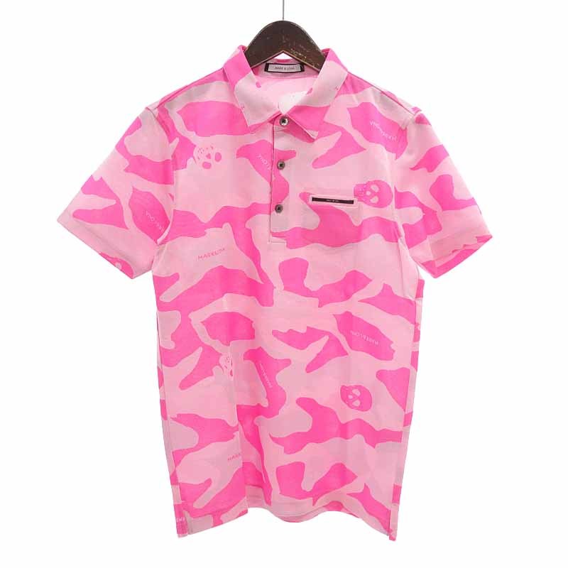 【特別価格】MARKLONA ゴルフ Gage Polo スカル カモ ポロシャツ Tシャツ ピンク メンズ46_画像1