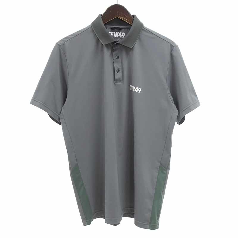 TFW49 ベーシック胸ロゴグレー　半袖ゴルフポロシャツ グレー メンズL_画像1