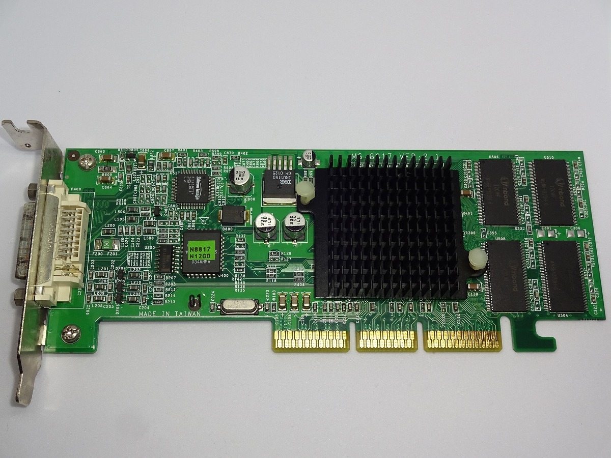 MSI GeForce2 MX400 32MB MS-8817 AGP接続ビデオカード ロープロファイル ファンレス 中古動作品_画像1