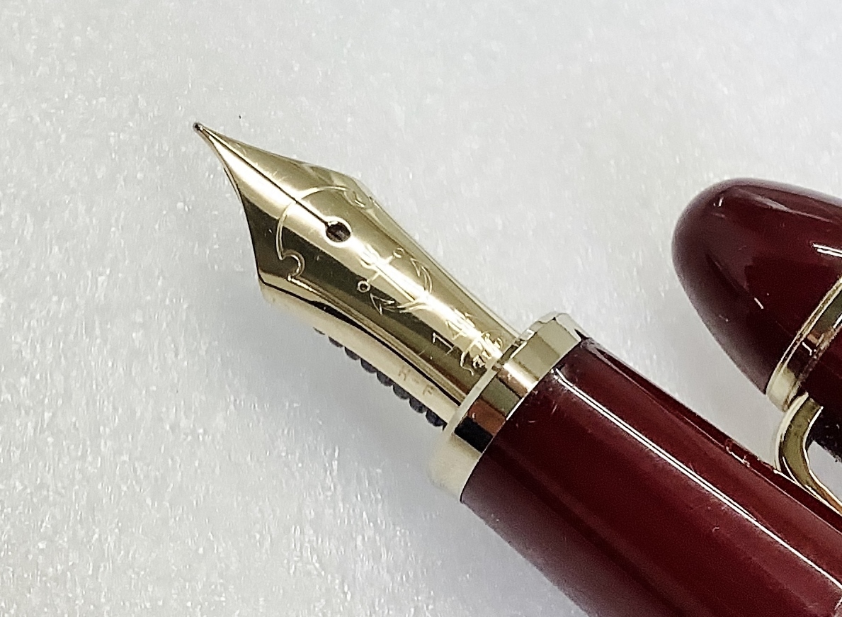 1円～ セーラー 万年筆 プロフィット 14k Ｈ-F ボルドー 朱色 sailor fountainpen_画像3