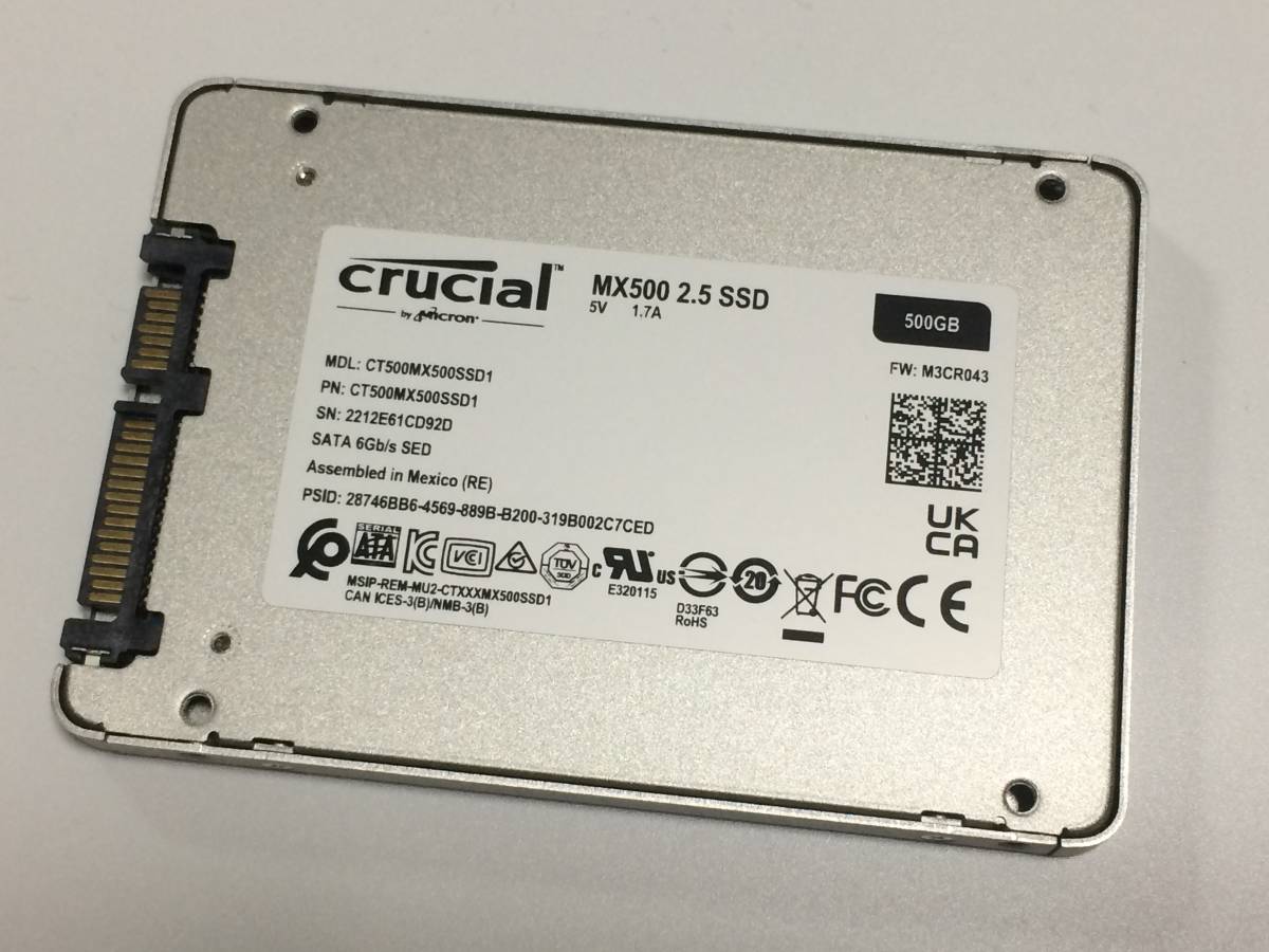 【送料無料】Crucial MX500 500GB 3D NAND SATA 2.5インチ 7mm（9.5mmアダプター付き）内蔵型SSD［CT500MX500SSD1/JP］_画像3