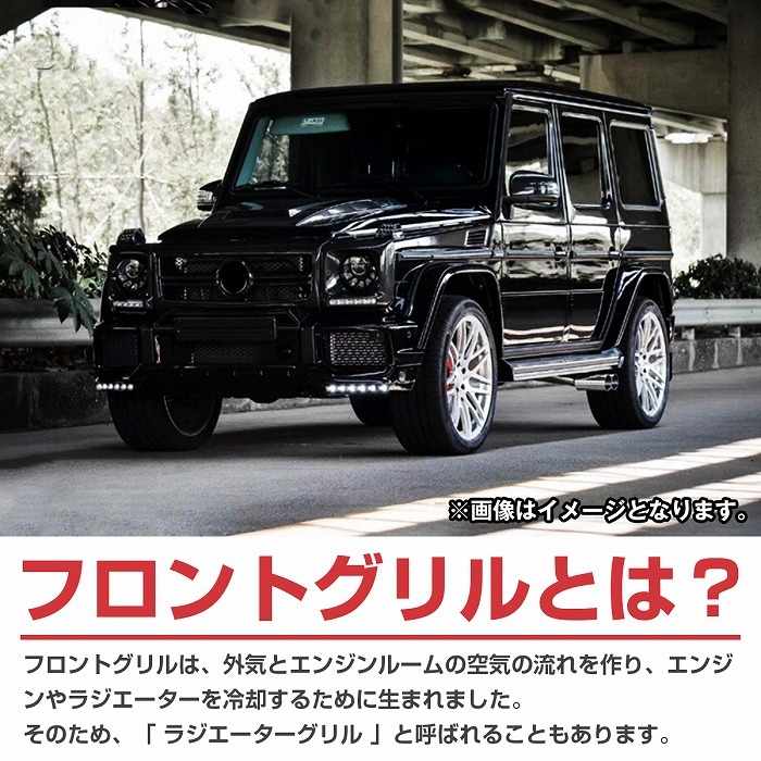 ベンツ Gクラス W463 パナメリカーナ グリル AMG ルック スタイル 1990-2018年 G350 G350d G500 G550 G55 黒/黒 縦フィン_画像3