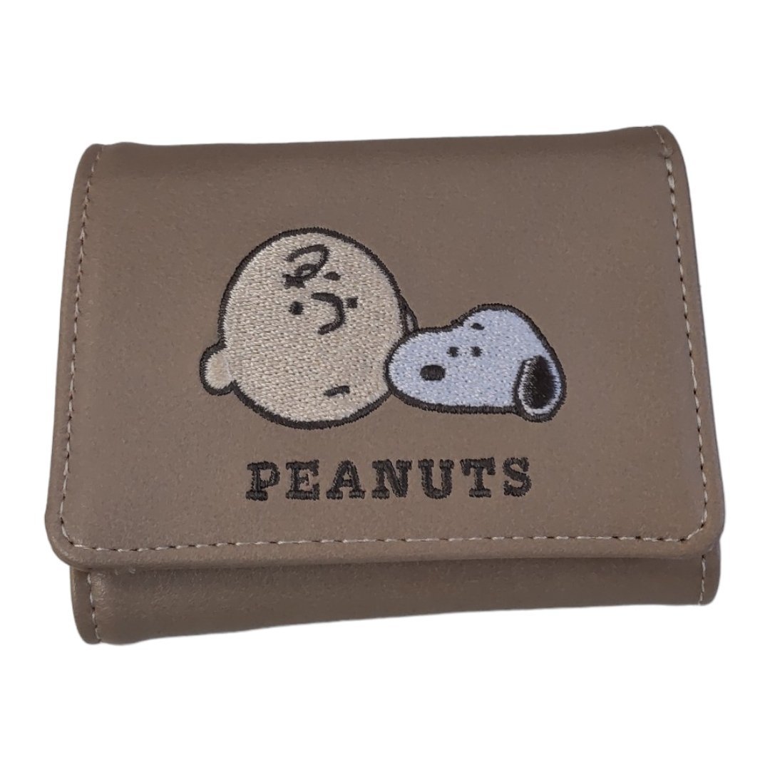 H8-554RZZ не использовался Snoopy Peanuts Mini кошелек compact кошелек ka Mio Japan Brown / Snoopy * Charlie Brown 