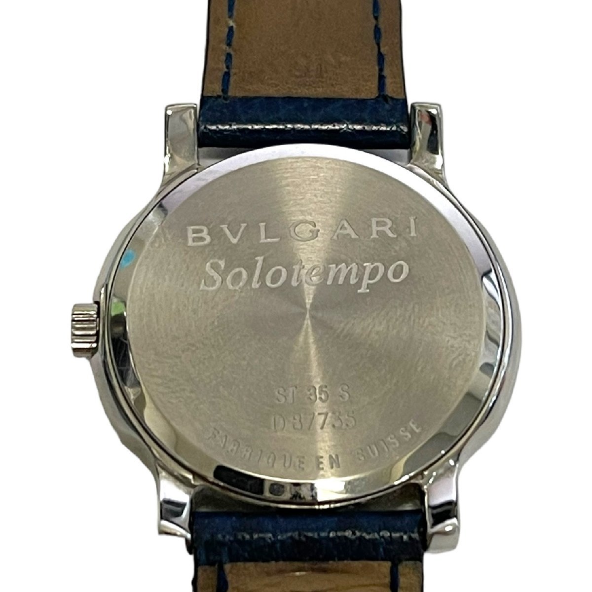 [ б/у товар ] BVLGARI BVLGARY Solotempo ST35S Date синий циферблат кварц ремень оригинальный мужские наручные часы без коробки корпус только L48153RD