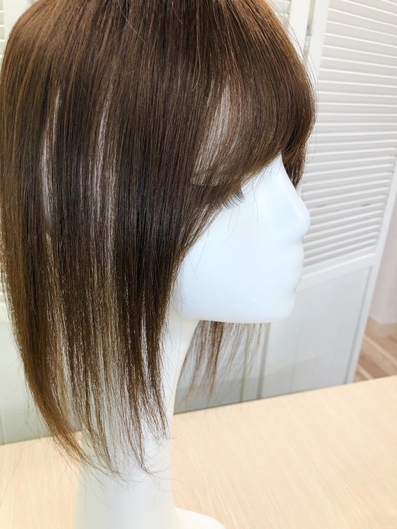 人毛100% 部分ウィッグ ヘアピース 頭頂部 ミックスブラウン【35cm】_画像4