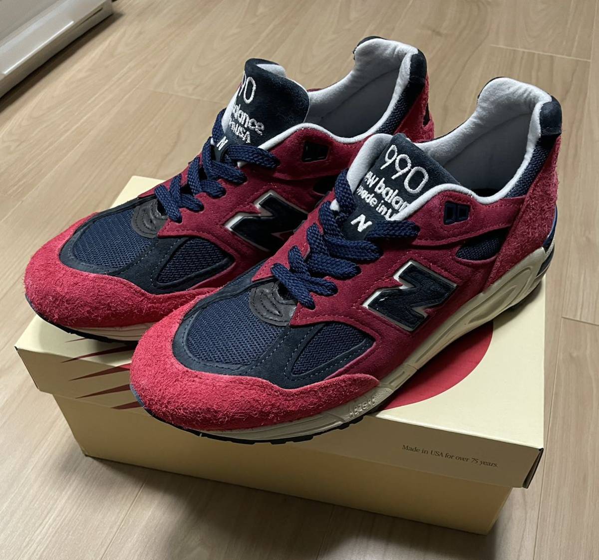 new balance M990AD2 26cm US8 ネイビー レッド 紺 赤 made in USA ニューバランス アメリカ製 990 v2 v3 v4 v5 v6 991 992 993スニーカーの画像1