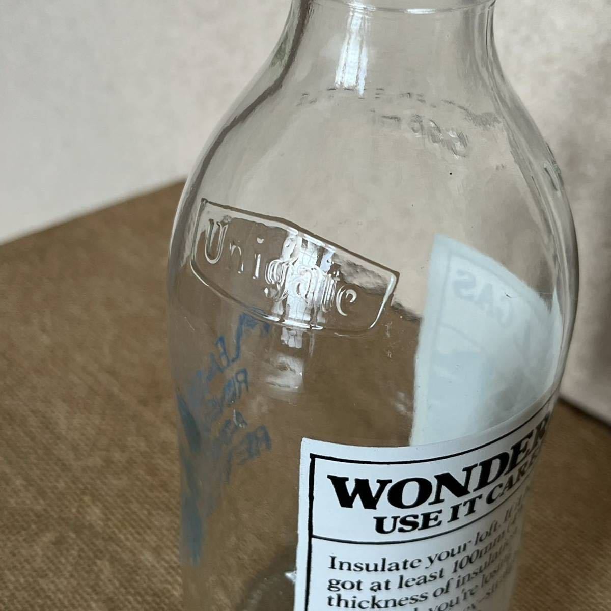 80年代 ユニゲート 牛乳ガラスボトル / 80's Milk bottle UNIGATE Wonderfuel Gas advertisement MILKMAN Vintage_画像5