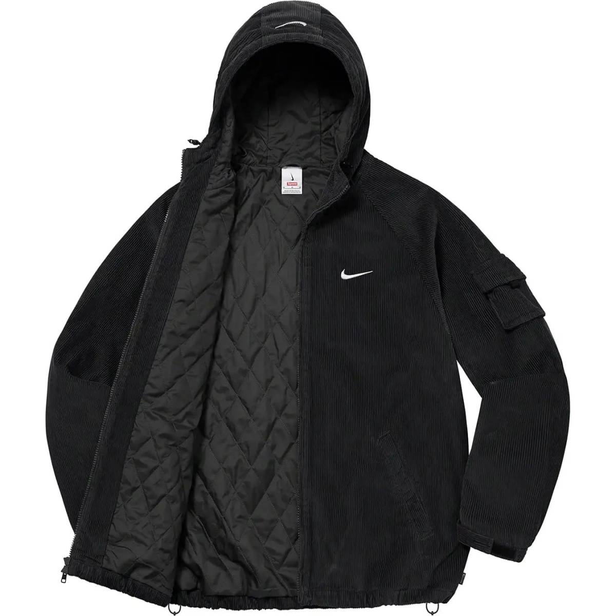 送料無料! Mサイズ Supreme Nike Arc Corduroy Hooded Jacket Black 黒 ブラック シュプリーム ナイキ アーチロゴ コーデュロイ ジャケット_画像3