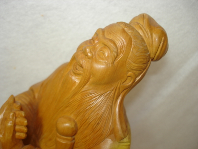 ☆【逸品堂】☆ 仙人 福神 在銘 刻印 サイン 木彫 彫刻 細密 無垢 木
