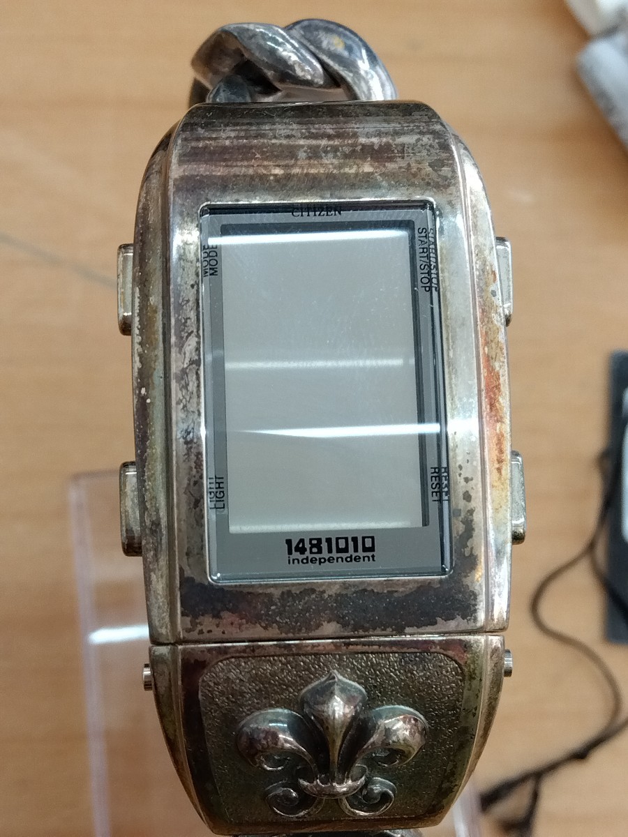 【b601】CITIZEN シチズン INDEPENDENT インディペンデント 925 シルバー 銀無垢 クオーツ 腕時計 D500-L19192 総重量 160.6g_画像2