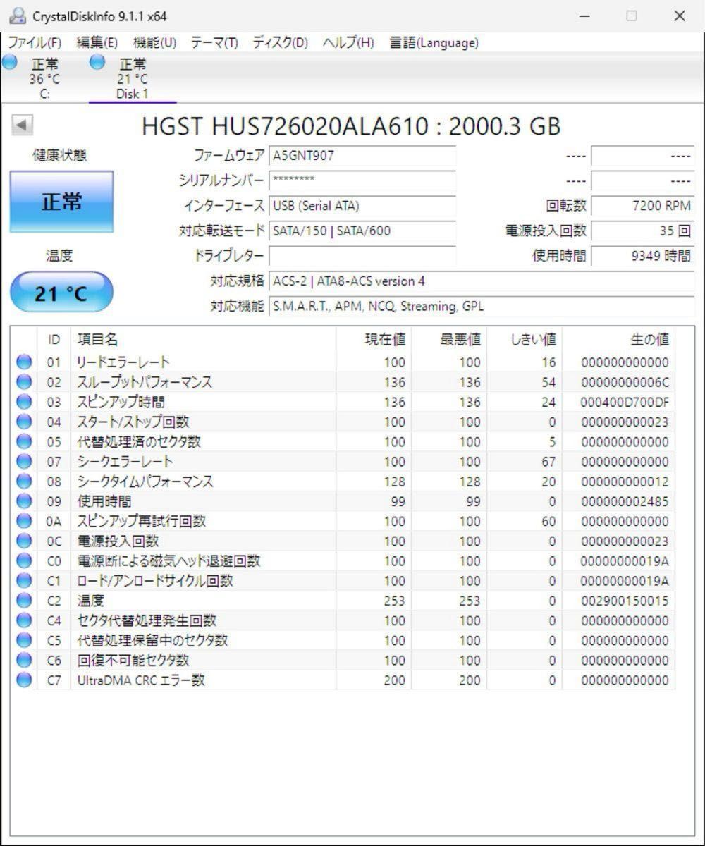 HGST 2TB1台 4TB2台 3.5インチ内蔵ハードディスクドライブ  HDD