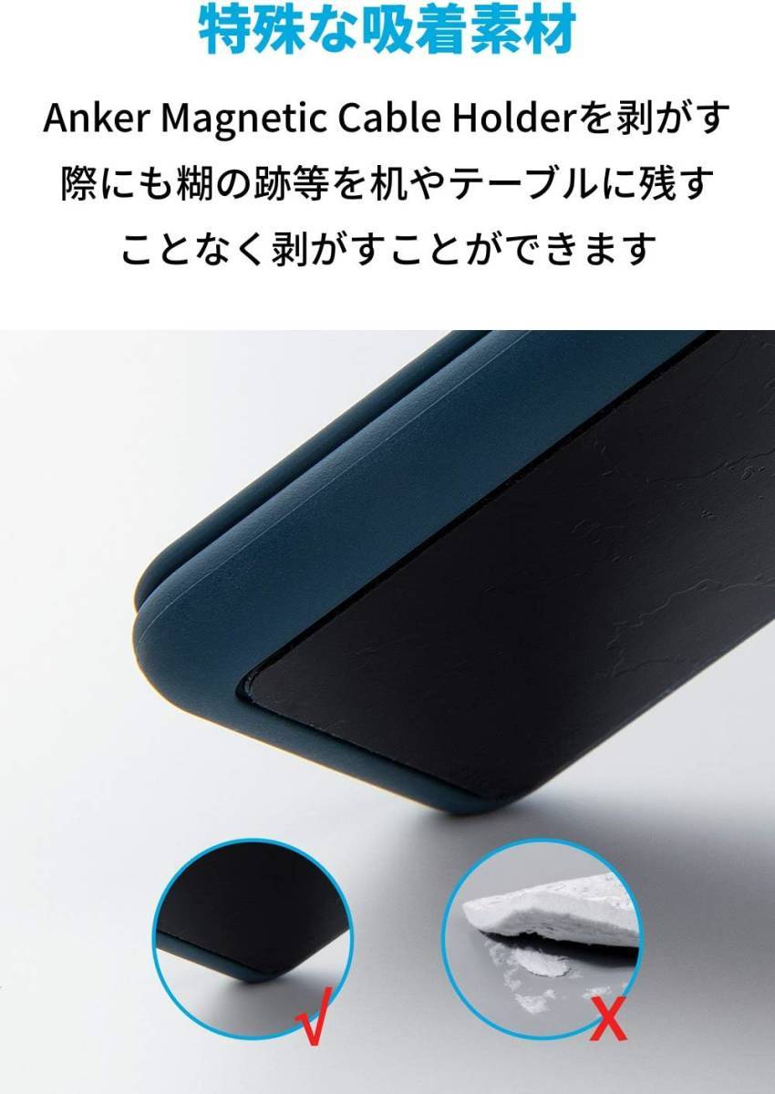 【送料無料】Anker Magnetic Cable Holder 2個セット マグネット式 ケーブルホルダー デスク周り 便利グッズ (ブルー)_画像5