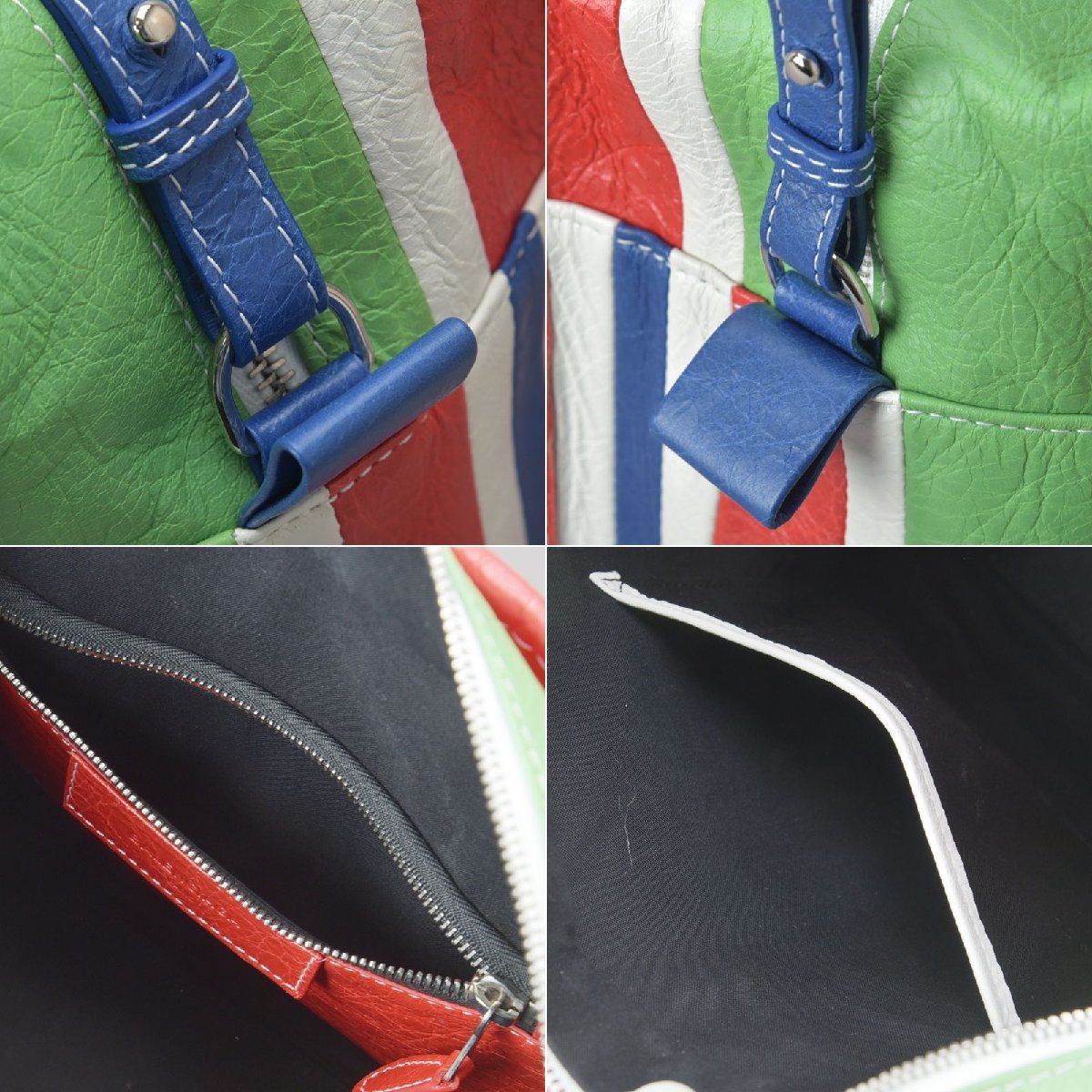 1 иен не использовался такой же Balenciaga ba The -rushopa-S ручная сумочка 2WAY сумка на плечо 443096 помятость обработка кожа зеленый синий мульти- сумка Mc.f