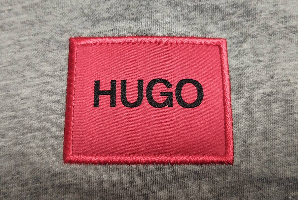  beautiful goods HUGO BOSS Hugo Boss Diragolino Red Patch Logo T T-shirt cut and sewn box Logo short sleeves cotton gray L Turkey made ^1