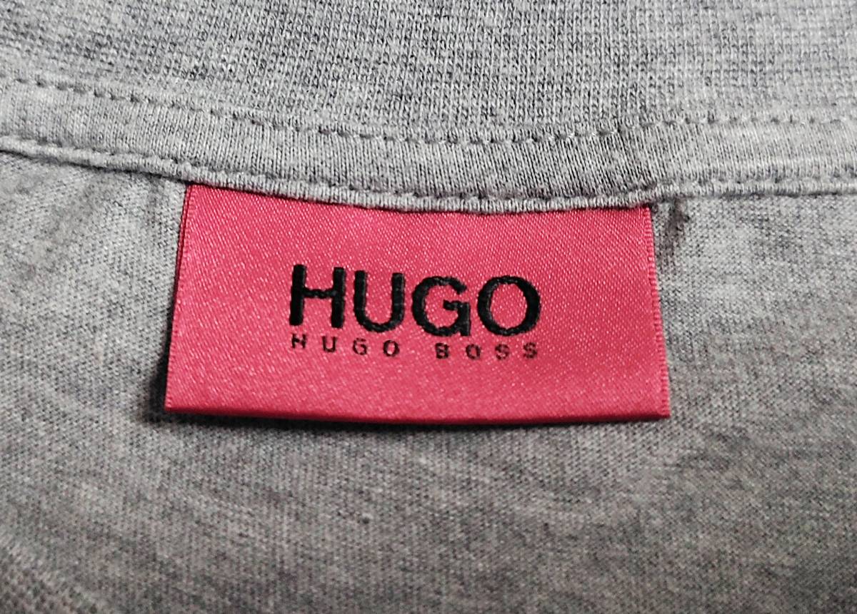  beautiful goods HUGO BOSS Hugo Boss Diragolino Red Patch Logo T T-shirt cut and sewn box Logo short sleeves cotton gray L Turkey made ^1