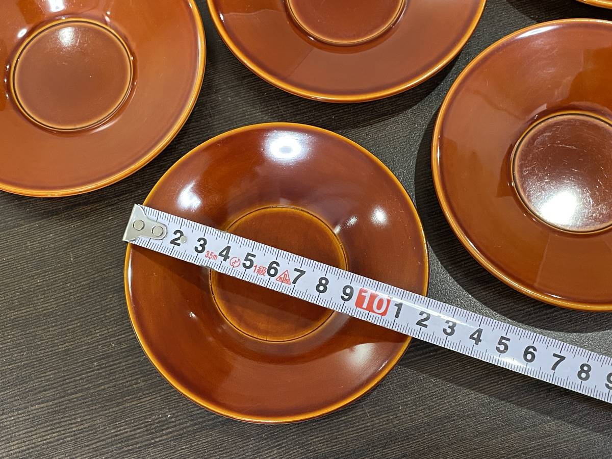 ★【USED激安品 天然木製 和食器 茶器 茶道具 漆器】飛騨 春慶塗 茶托 5客セット★送料350円～_画像6