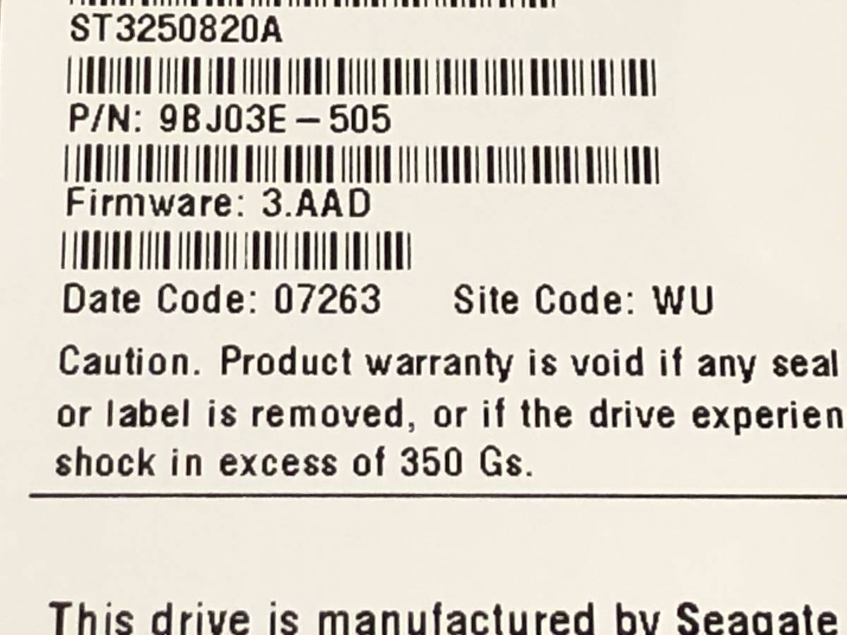 472回 11183時間 正常 Seagate シーゲイト ハードディスク ST3250820A HDD 250GB 3.5インチ IDE PCパーツ パソコン部品取り_画像5