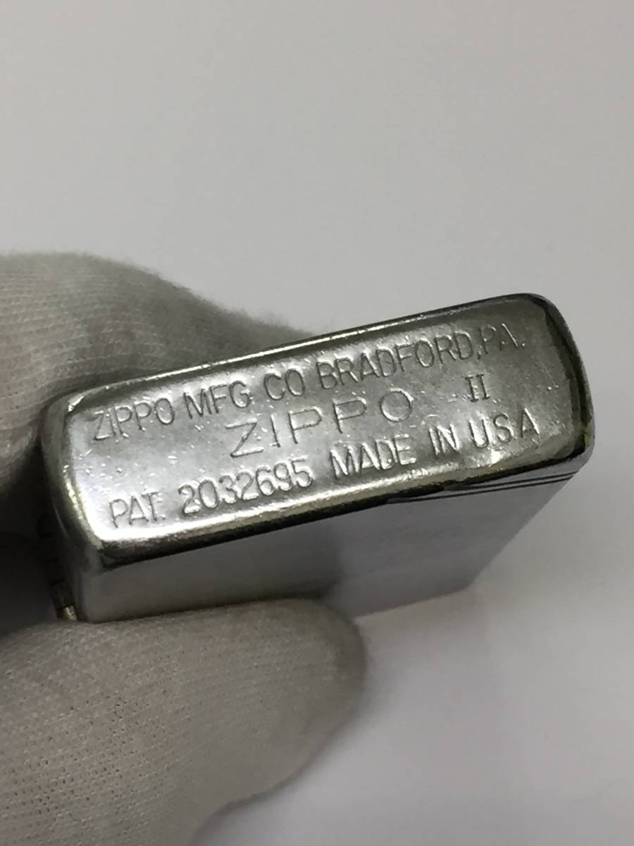 1円～！ZIPPO ジッポ ライター アメリカン クラシック ヴィンテージ シリーズ ダイアゴナルライン PAT.2032695 シルバー 1986年 着火確認済_画像6