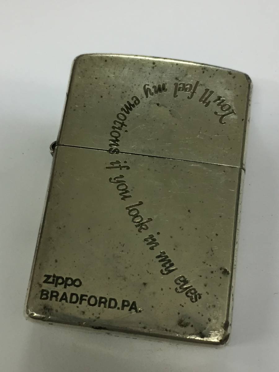 1円～！ZIPPO ジッポ ライター You'll feel my emotions if you look in my eyes 私の瞳に愛を感じて シルバー 2005年 喫煙具 着火確認済み_画像2