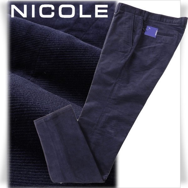 新品1円～★ニコル セレクション NICOLE selection メンズ 秋冬 コーデュロイストレートパンツ 50 LL ネイビーノータック ◆1717◆_画像1