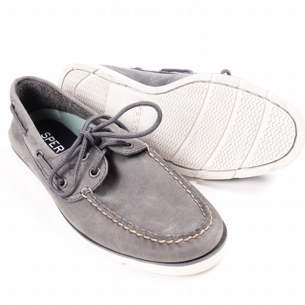 未使用1円～★定価1.7万 SPERRY TOPSIDER スペリートップサイダー メンズ 本革レザー デッキシューズ 26.0cm グレー ◆1843◆_画像5