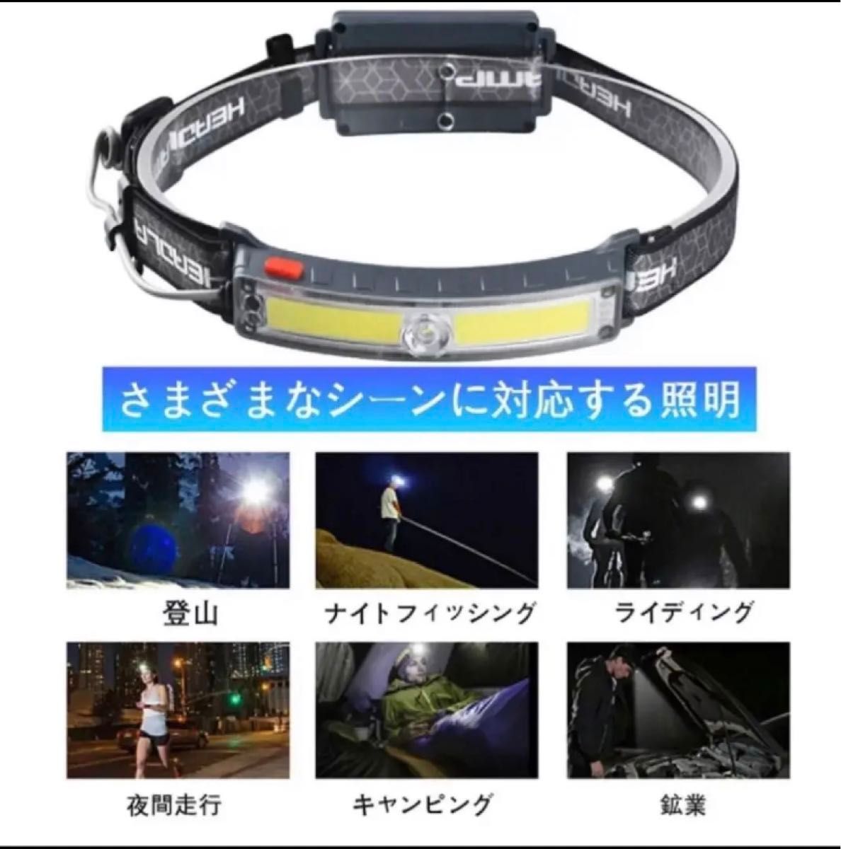 ヘッドライト LED usb-c充電式 防水 釣り登山作業防災  停電対策F/6