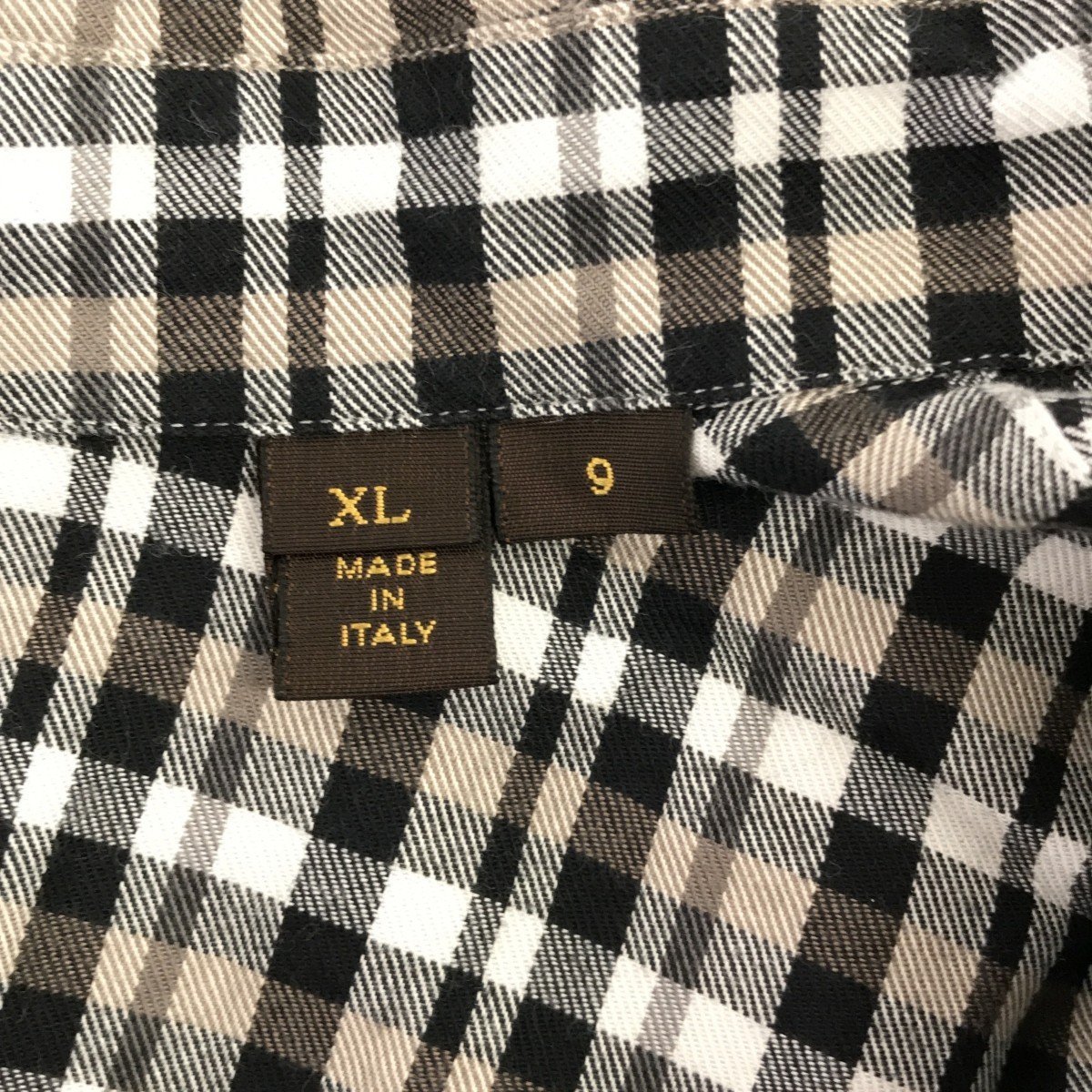  pawnshop LV Louis Vuitton LOUIS VUITTON check shirt XL size 9 RM132M beige black clothes clothes long sleeve H6525... pawnshop 