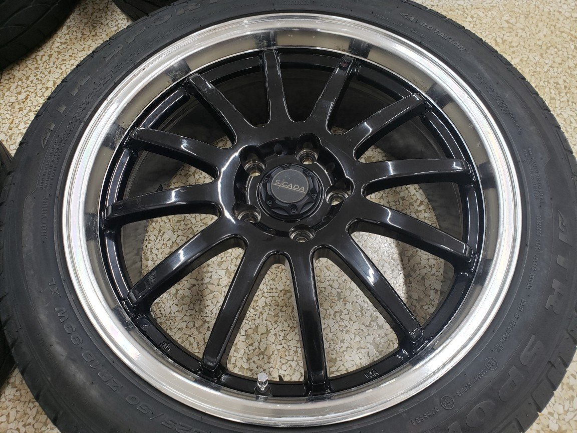 ◎深リム美品 18in 7.5j +48 114.3/5H 良溝225/50R18 225/50-18 検）C-HR エスティマ ヤリスクロス レクサスUX スカイライン アテンザ_画像2