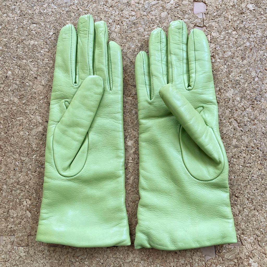 【美品】セルモネータ sermoneta glovesグローブ 5,1/2サイズ 緑 手袋 レザーグローブ 革手袋 イタリア_画像2