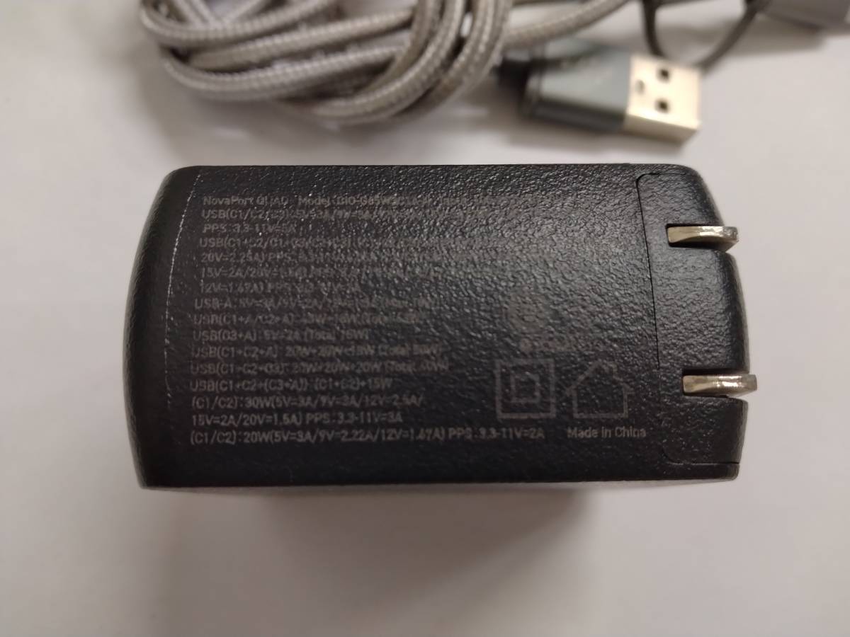 ■CIO NovaPort QUAD 65W CIO-G65W3C1A-N 充電器 GaN(窒化ガリウム) 社外 USB Type-A to ライトニング ケーブル 　C_画像4