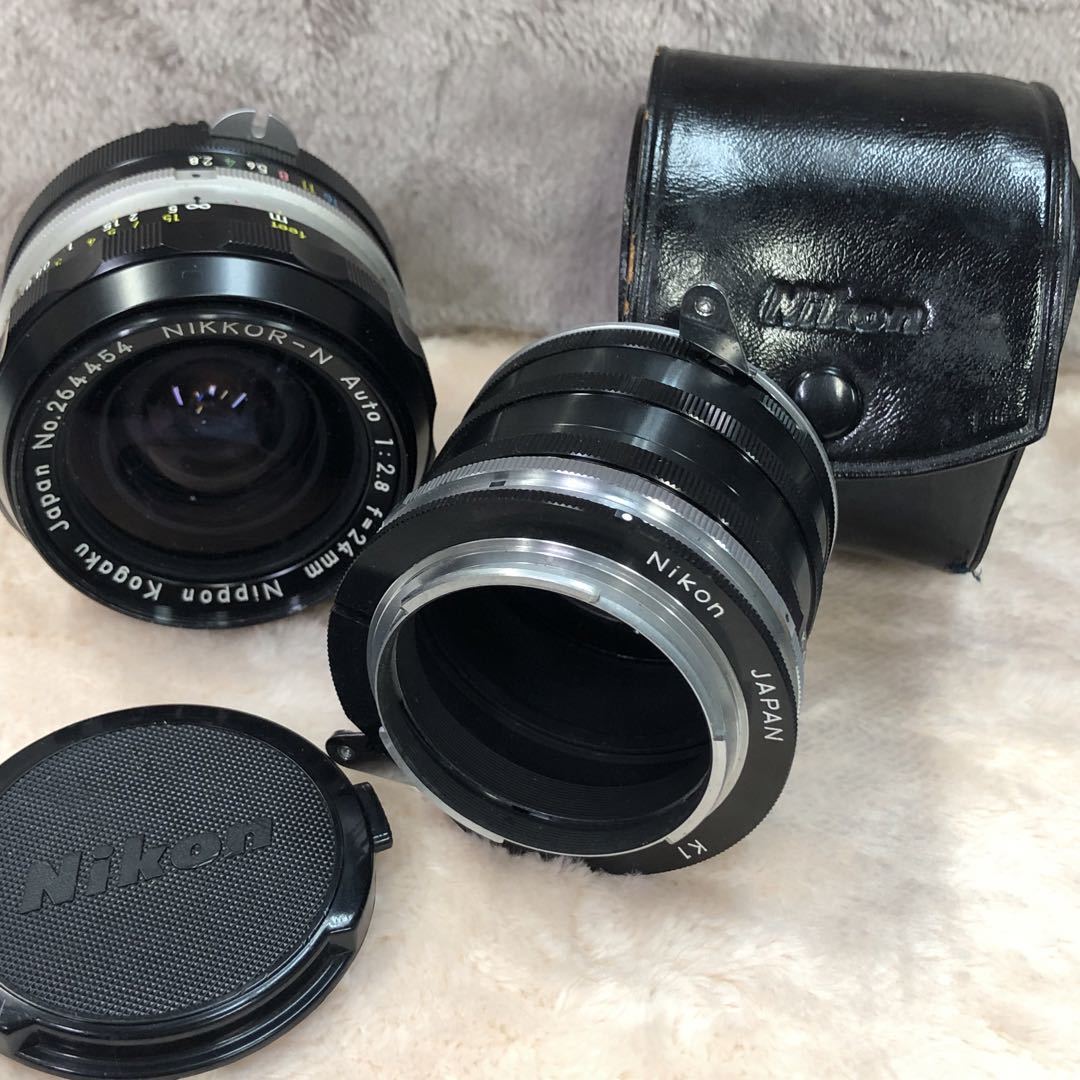 中古 長期保管品　2個セット　Nikon ニコン K1 K2 K3 K4 K5 接写用中間リング マウント ケース付き / NIKKOR-N Auto 1:2.8 f=24mm レンズ_画像1