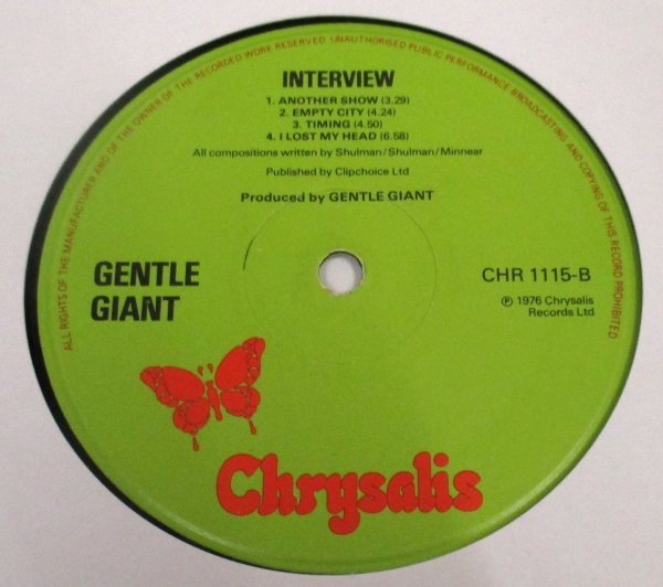 ☆彡 英國盤 Gentle Giant Interview [ UK ORIG '76 Chrysalis CHR 1115 ]_画像4