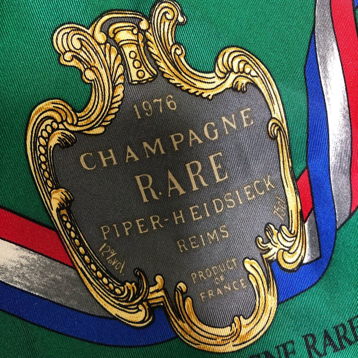 オールドパイパー エドシック レア フランスワインシャンパン酒 [1976] Piper Heidsieck Rare シルクスカーフ 79×79cmヴィンテージ美品の画像3