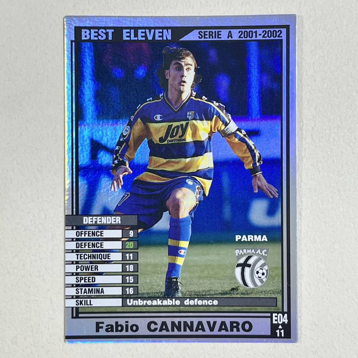 ♪♪WCCF 01-02 BE ファビオ・カンナヴァロ Fabio Cannabaro Parma 2001-2002♪三点落札で普通郵便送料無料♪_画像1