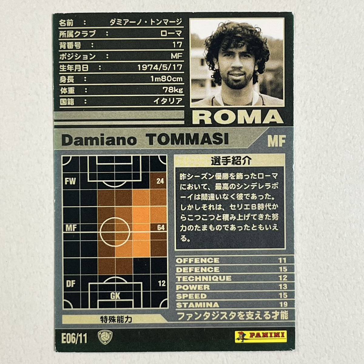 ♪♪WCCF 01-02 BE ダミアーノ・トンマージ Damiano Tommasi AS Roma 2001-2002♪三点落札で普通郵便送料無料♪_画像2