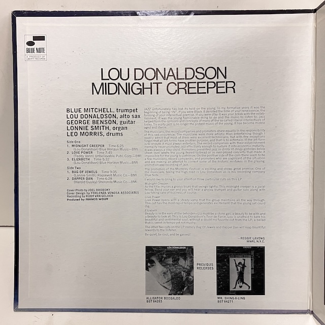 # быстрое решение FUSION Lou Donaldson / Midnight Creeper Bst84280 jf33148 рис оригинал, Liberty * этикетка,Vangelder печать 