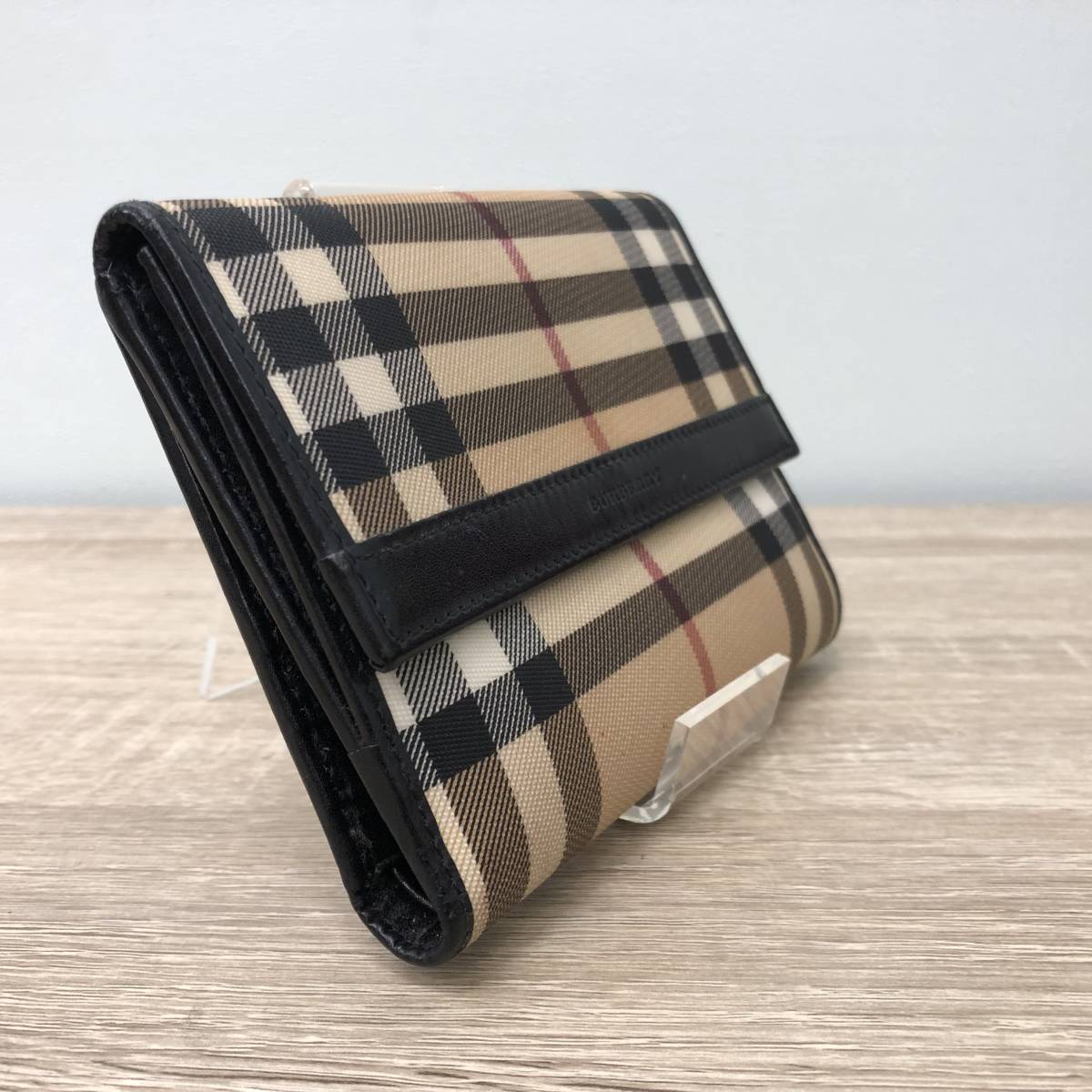 【500円スタート】BURBERRY バーバリー 二つ折り財布 ノバチェック PVC レザー レディース レターパックライト発送_画像2