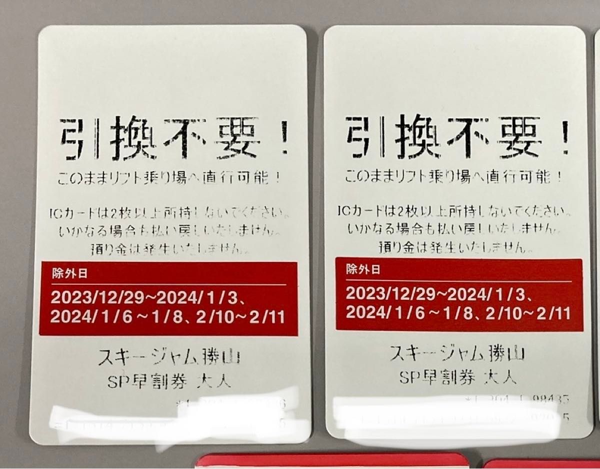 スキージャム勝山 大人早割1日券(預り金返金あり) 2枚 - スキー場